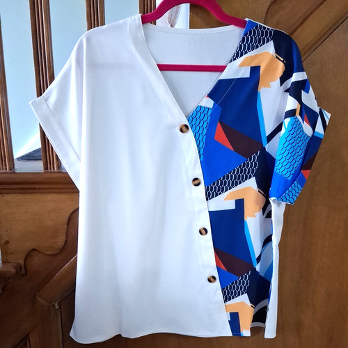 Faux button front two - front,